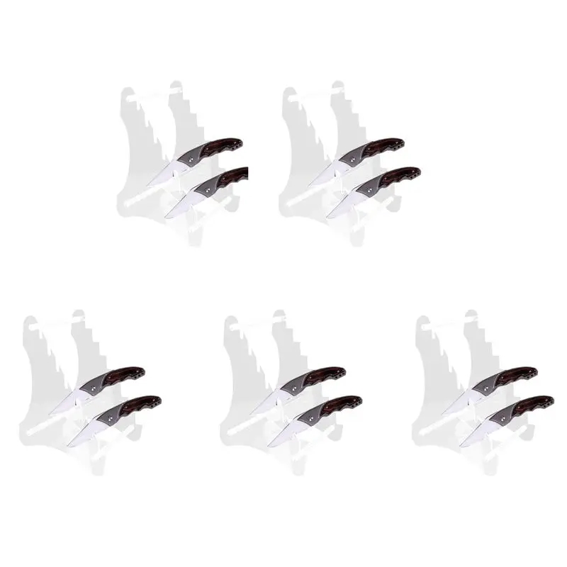A98E-Heavy Duty Acrylic Knife Display Stands,Pocket Knives Easel Holder,Hunting Survival Knife Rack,5 Piece (Eight Layers)