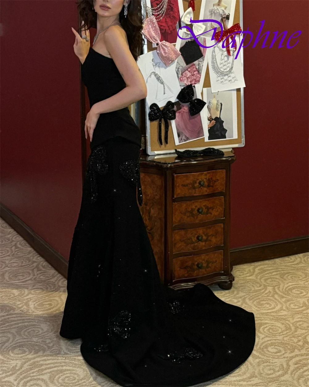 Robe de soirée gracieuse sans bretelles personnalisée, Jersey exquis, robes de bal sirène, Train de balayage formel, robes d'occasion spéciale