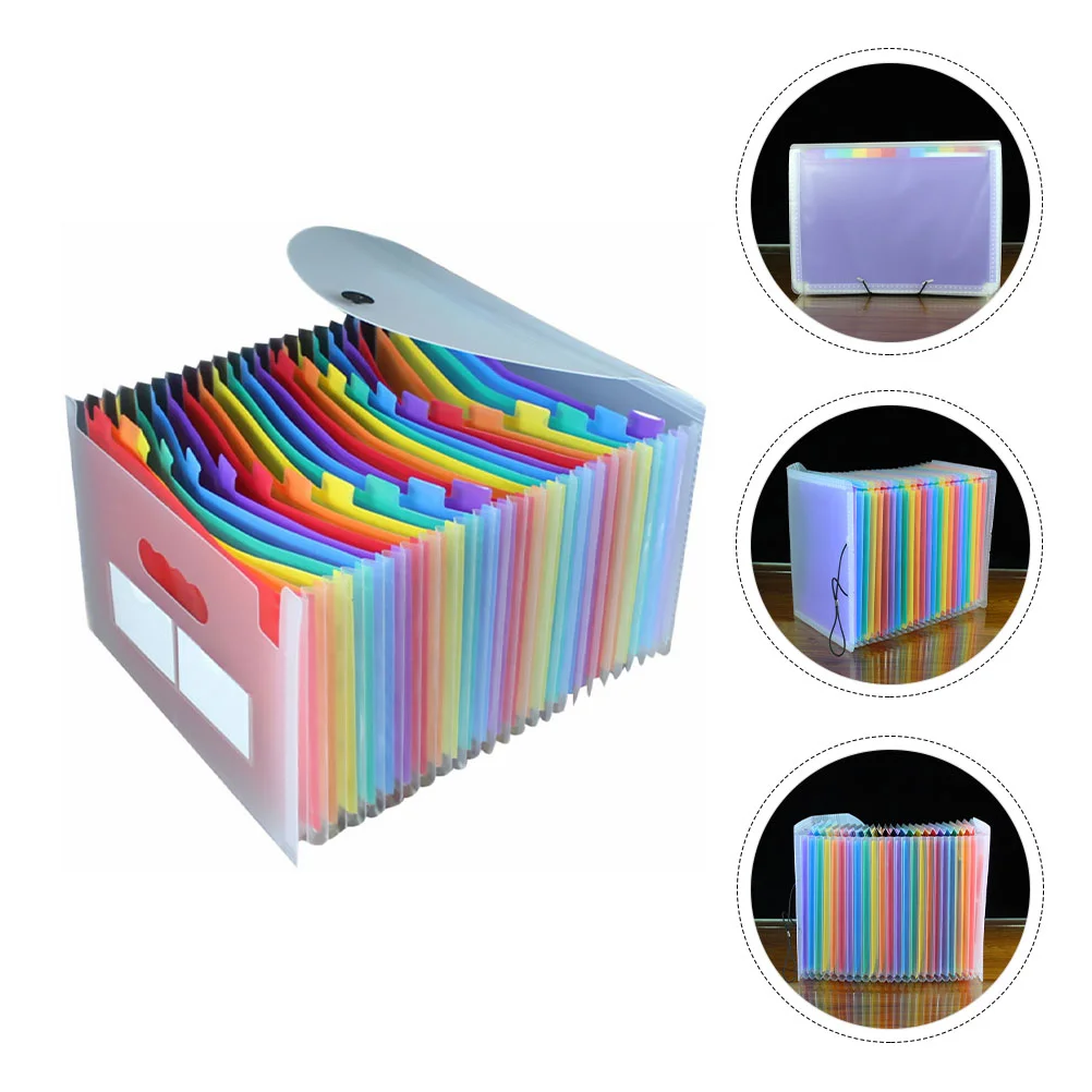 

24 Pockets Organ Folder File Organizer with Buttons A4 Letter Size Expandable Telescopic Document for Office Plastic