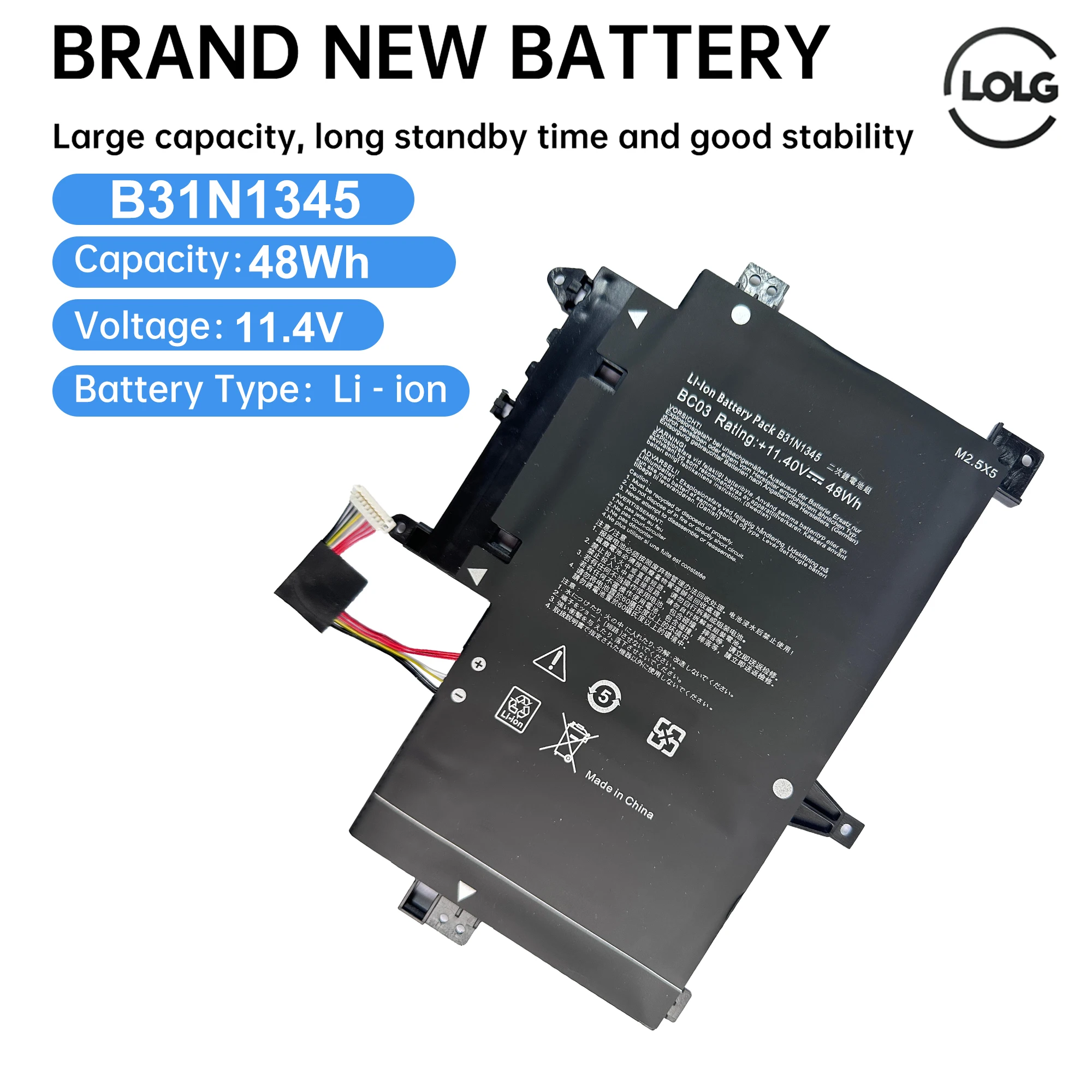 

Genuine B31N1345 Laptop Battery for ASUS TP500 TP500LA TP500LN TP500LB 0B200-00990100 Series 11.4V 48WH