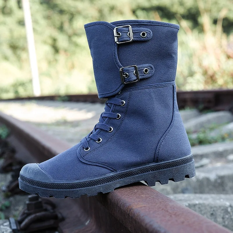 Classical Men Desert Boots Canvas Mens Working Safty Shoes High Top Tooling Boots Men's Ankle Boots Fashion botas masculino image 5