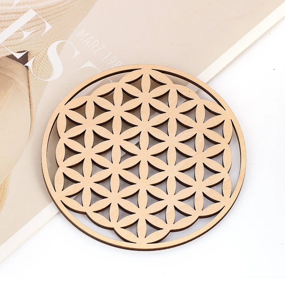 2PCS Wooden Life Flower Hollow Place Mat Hollow Coaster Home Tabletop Kitchen Decoration Ornament Heat Insulation Mat Supplies