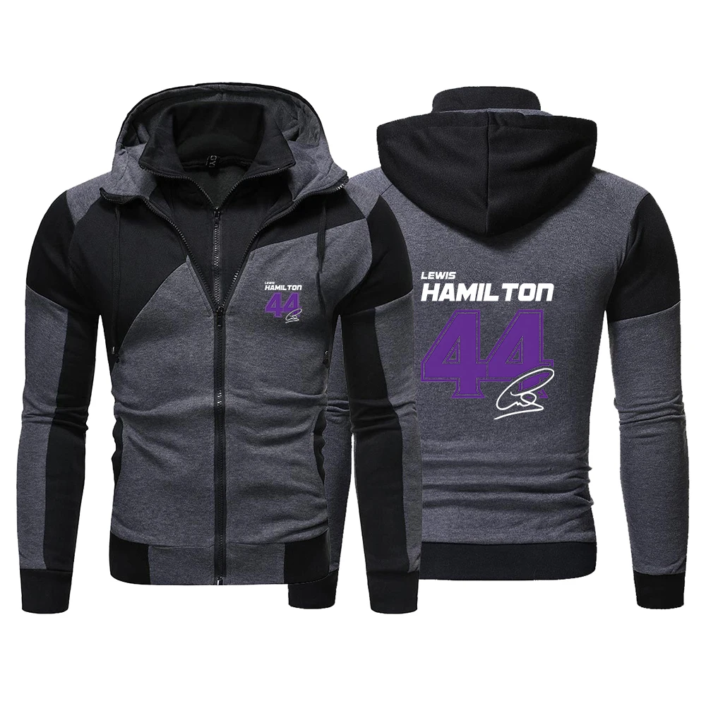 Lewis Hamilton Digital 44 Print 2025 New Men's Zipper Color Block Hoodie Casual Spring Autumn Long Sleeves Sweatshirt