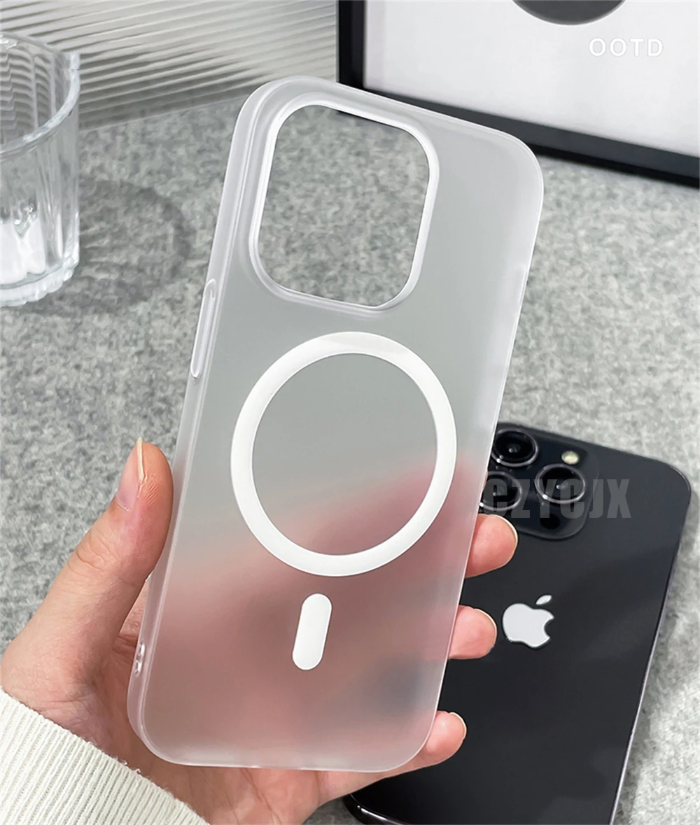 Ultra Thin Matte Magnetic Wireless Charge Clear Case For iPhone 17 Pro Max 16 15 14 Plus 13 12 Magsafe Shockproof Hard PC Cover