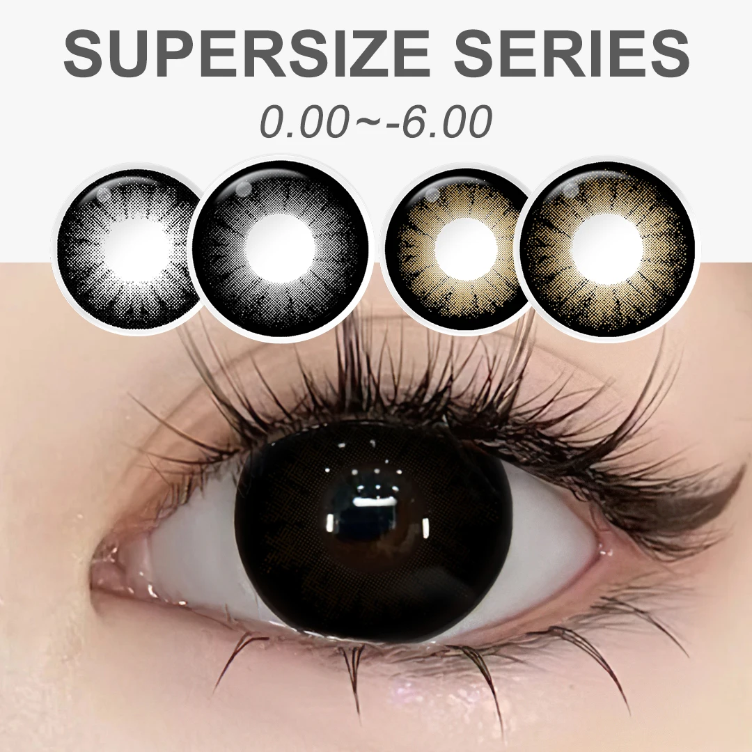 (0,00~-6,00) MAGISTER 16mm Big Eyes Farbige Kontaktlinsen mit Dioptrien Schwarz/Braun Kosmetische 14,5mm Kontaktlinsen 6 Monate