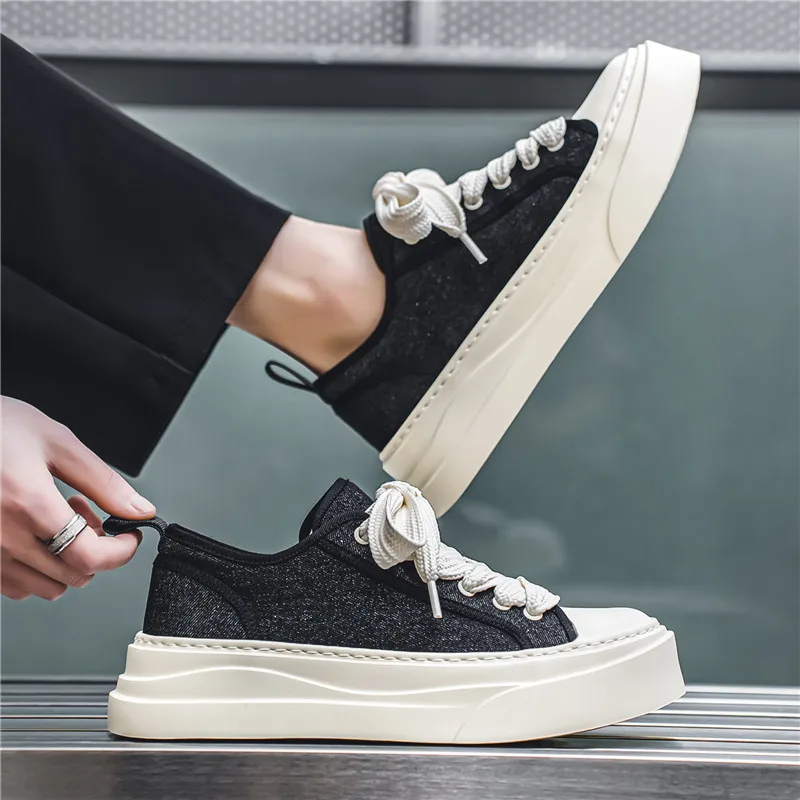 Original Men's Canvas Shoes Men Fashion Casual Breathable Platform Sneakers For Man Trend Leisure Comfortable Chunky Cloth Shoes