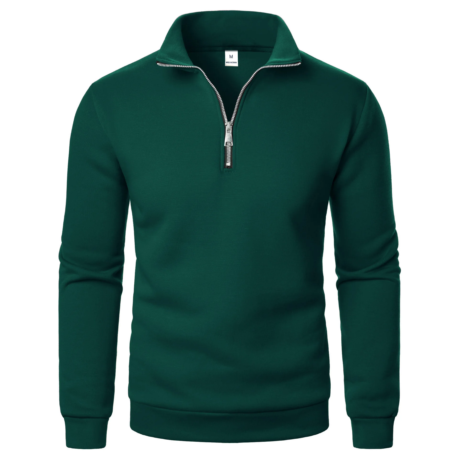 Herren-Sweatshirt mit Stehkragen und halbem Reißverschluss für Frühling und Herbst, langärmelig, lässiger Strickpullover, Alltagsjacke – Detail 8