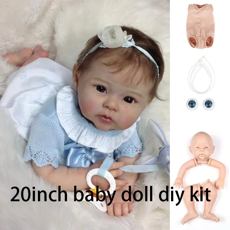 20inch Reborn Doll Kit Raven DIY Unfinished Unpainted DIY Doll Parts with Body and Eyes Fresh Color Muñeca Kit Reborn