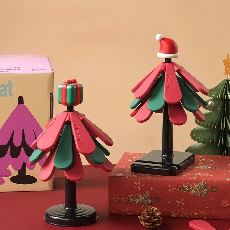 New Christmas Tree Heat-resistant Table Teacup Mats, Household Heat-resistant Foldable Heat-insulating Mats, Pot Mats