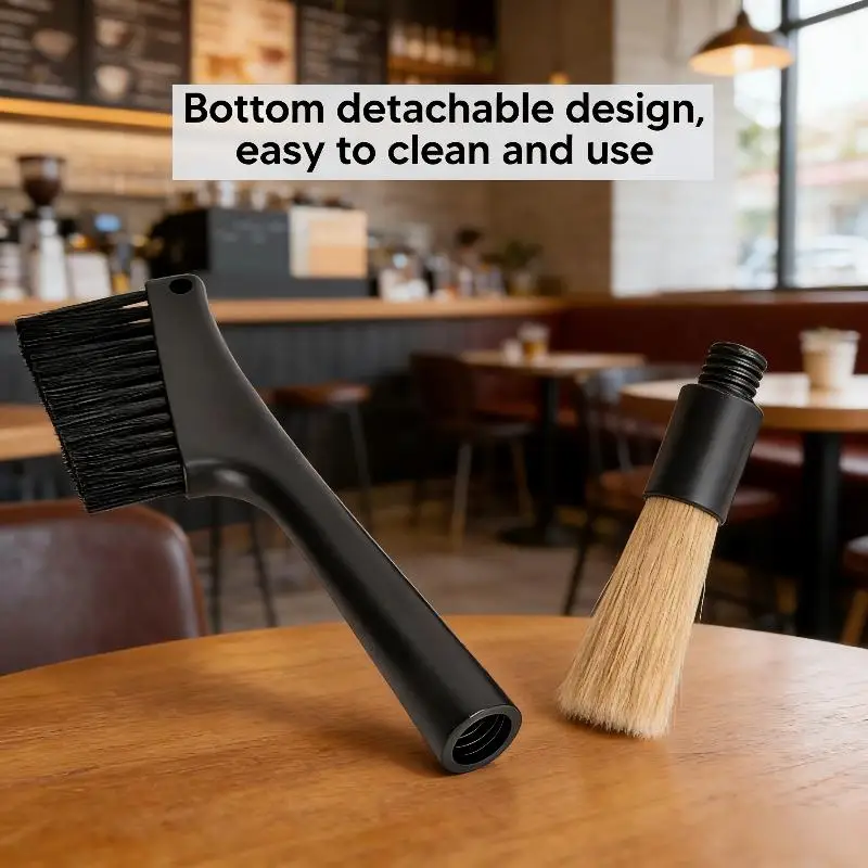 Coffee Machine Cleaning Brush, Dual Purpose Dusting Espresso Grinder Brush, Black, Polypropylene, PET Bristles〔HM4〕