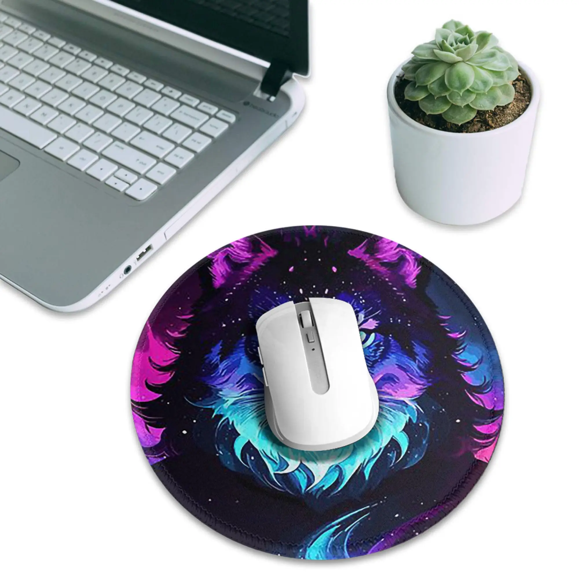 Cosmic Neon Tiger Spirit Space Galaxy Wolf Lion Face Mouse Pad Computer Keyboard Mouse Mat PC Laptop Desk Mat Office Table Mats