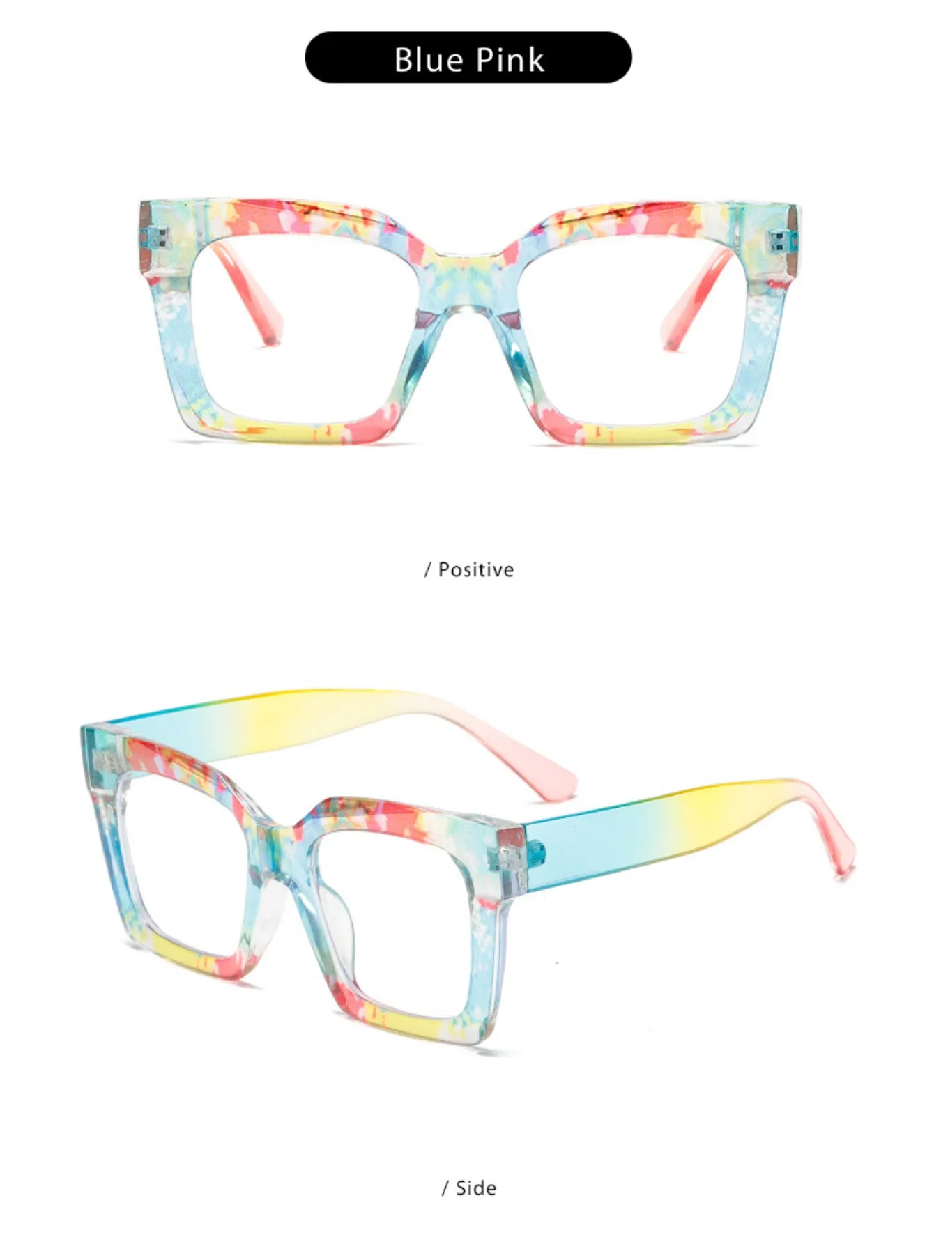 Modische, bunte Streifen-Übergröße-Brille, stilvolle Markendesign-Brille, personalisiertes quadratisches Dekor, schicker Rahmen für Damen – Detail 11