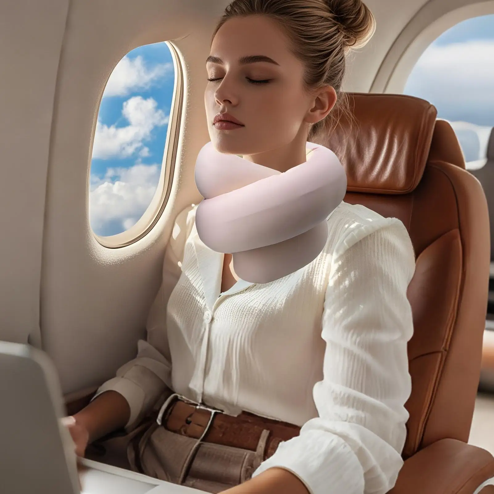 Travel Neck Pillow Foldable Spiral Breathable Support Airplane Neck Pillow For Car Sleeping Back Chair Office Sleep Rest Bed