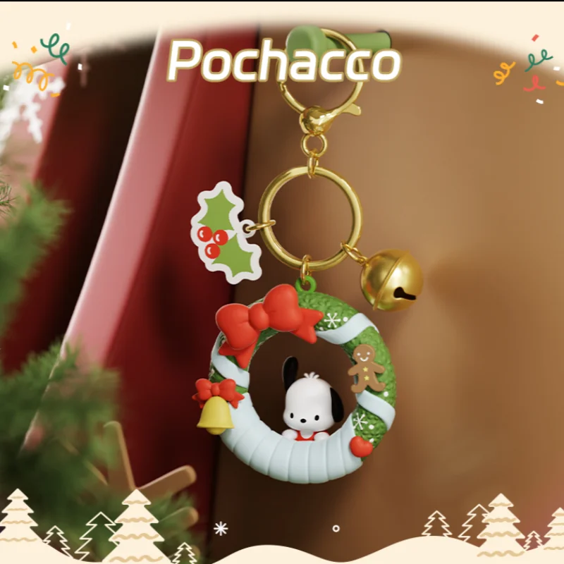 Sanrio personages kerstkrans sleutelhanger feestelijke bel decor tasbedel verzamelbaar cadeau sleutelring