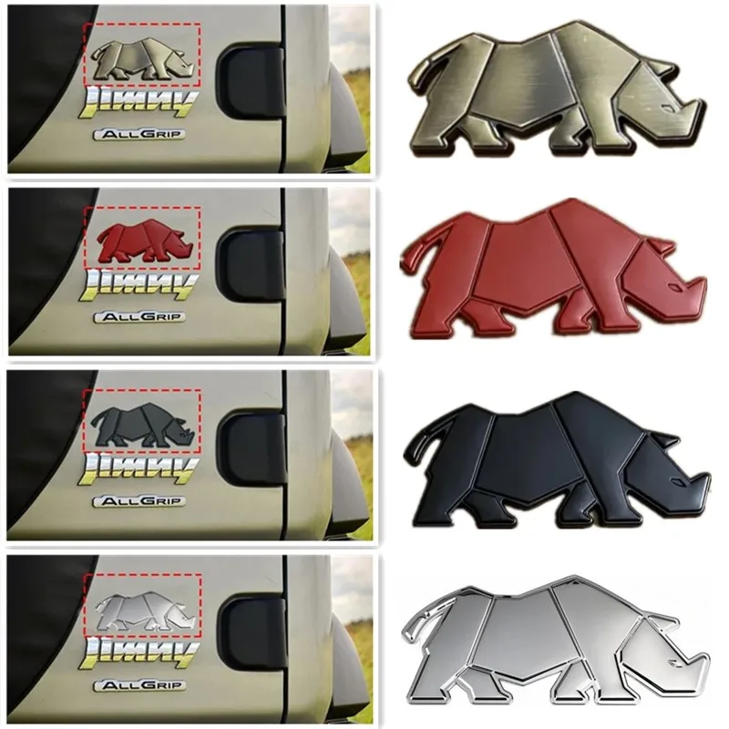 Auto 3D dreidimensionales Nashorn-Metall-Emblem, Kratzschutz-Aufkleber, Dekoration, Autoaufkleber, geeignet für Suzuki Jimny – Detail 2