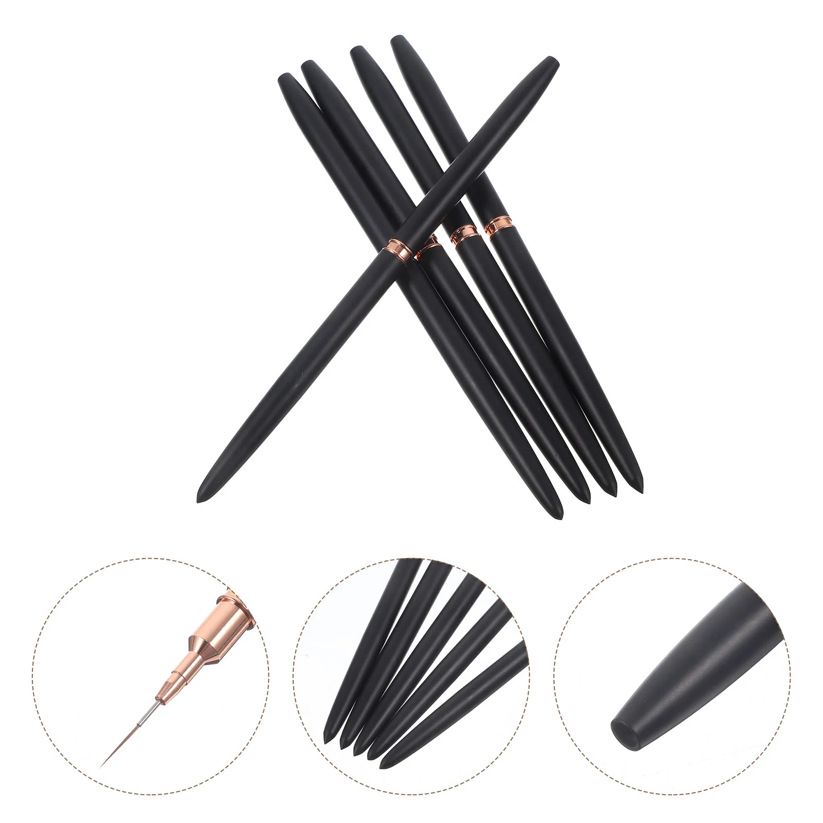 5 Pcs Japanese-style Nail Drawing Pen Tools Brushes Fiber Wool Gel Design Liner