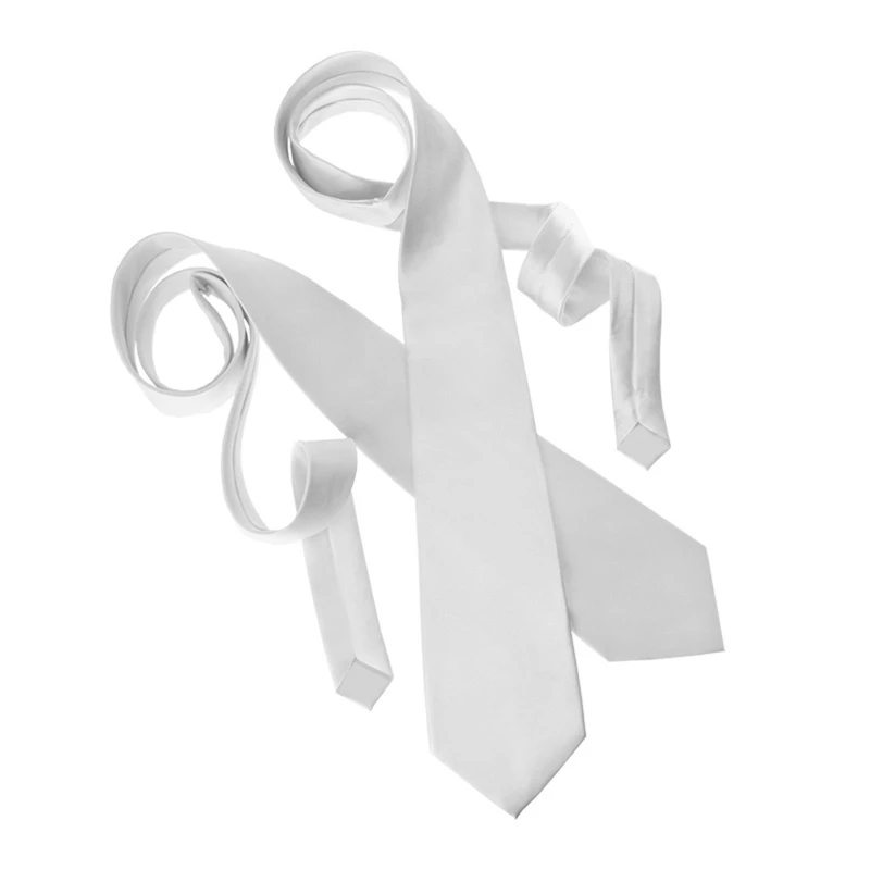 Corbata poliéster con transferencia calor DIY blanca color sólido con sublimación en blanco para hombres