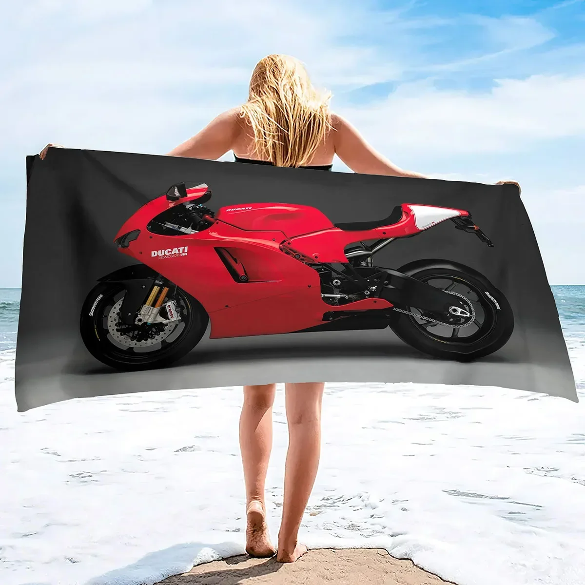 Motorcycle Beach Towel Sand Free Highly Absorbent Pool Towel,Oversized Large Quick Dry  Lightweight Oversized 70X140cm