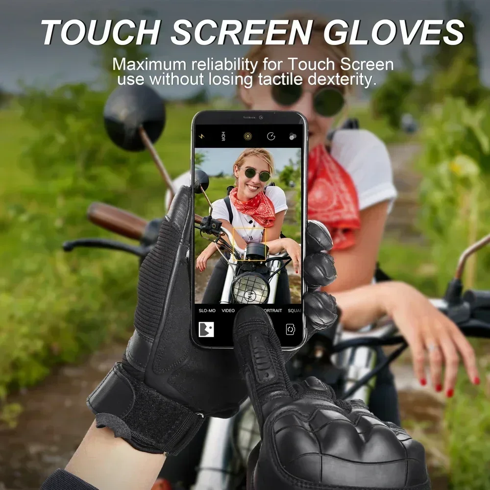 Guanti da moto in pelle touchscreen Motocross Moto Moto Pit Biker Enduro Equipaggiamento protettivo Guanto da corsa con dita intere da uomo