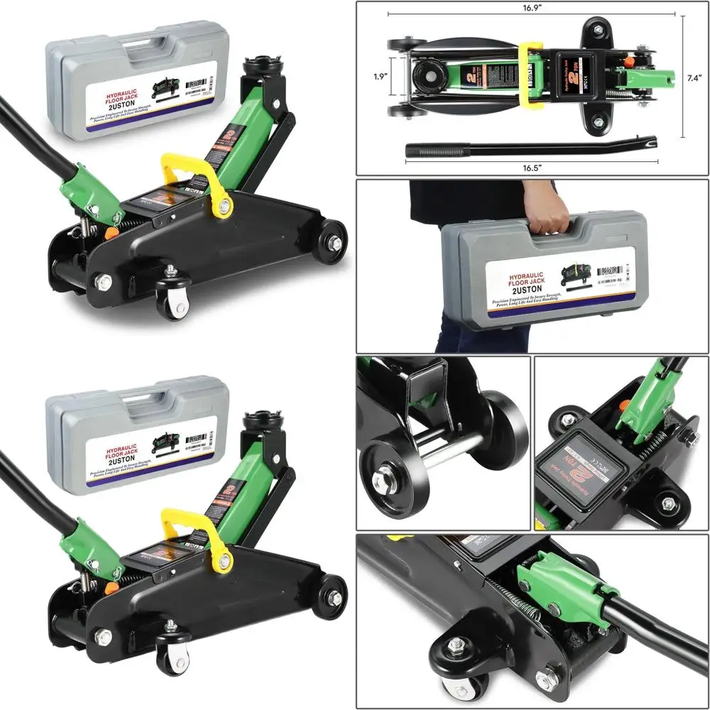 

2-тонный низкопрофильный гидравлический напольный домкрат, диапазон подъема 5.1-13, зеленый