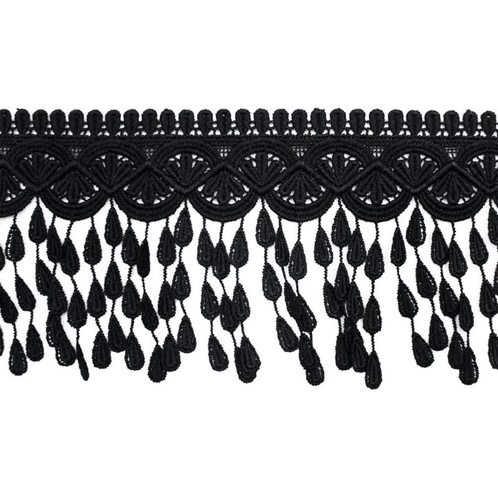 

5 Yards Black 8cm Wide Lace Trim With Tassel For DIY Sewing Applique Sewing Craft Handmade Clothing Accessories