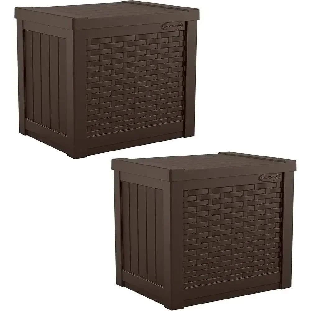 Lightweight Resin Deck Box for Patio, 22 Gallon Capacity, Storage and Seat, 22.5L x 17W x 22.5H, Java Brown