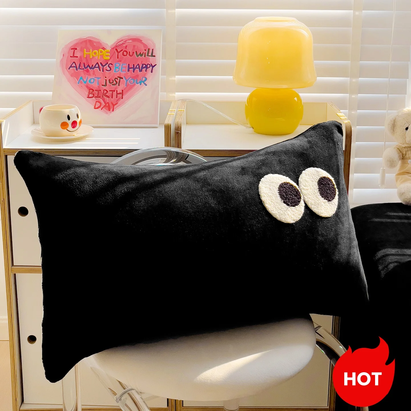Winter Flannel Pillowcases Embroidered Eye Towel Pair Home Use Children Pillowcase Core Inner Case 48cmx74cm Single Person Use