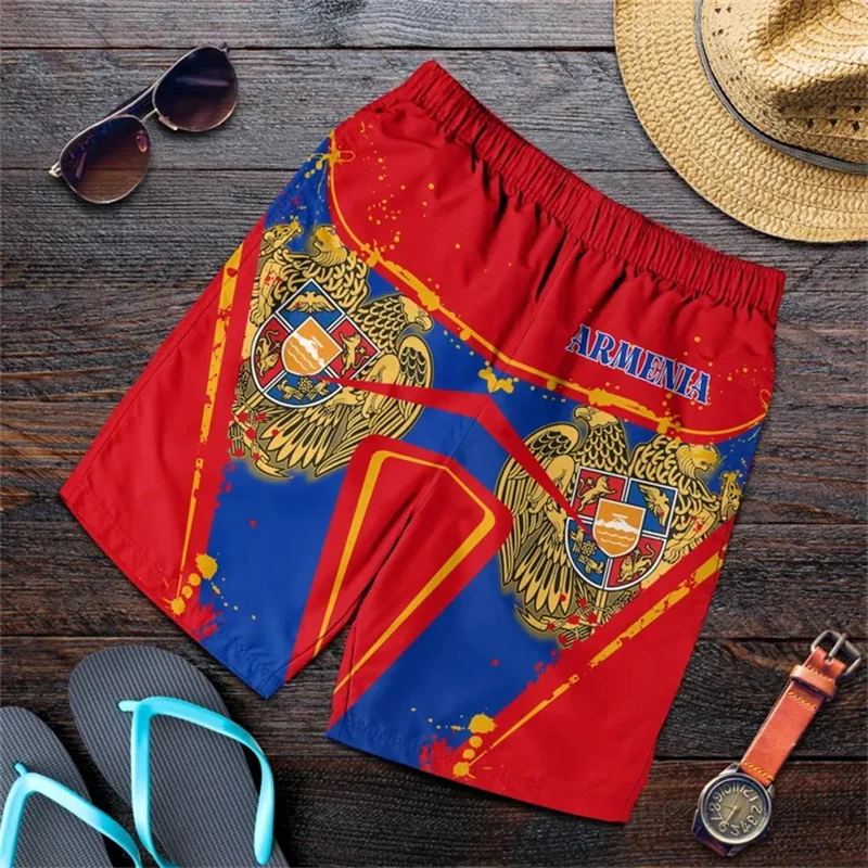 3D Print Armenia Country Flag Beach Shorts Mens Casual Quick Dry Swimming Shorts Oversized Trunk Board Short Pants For Men