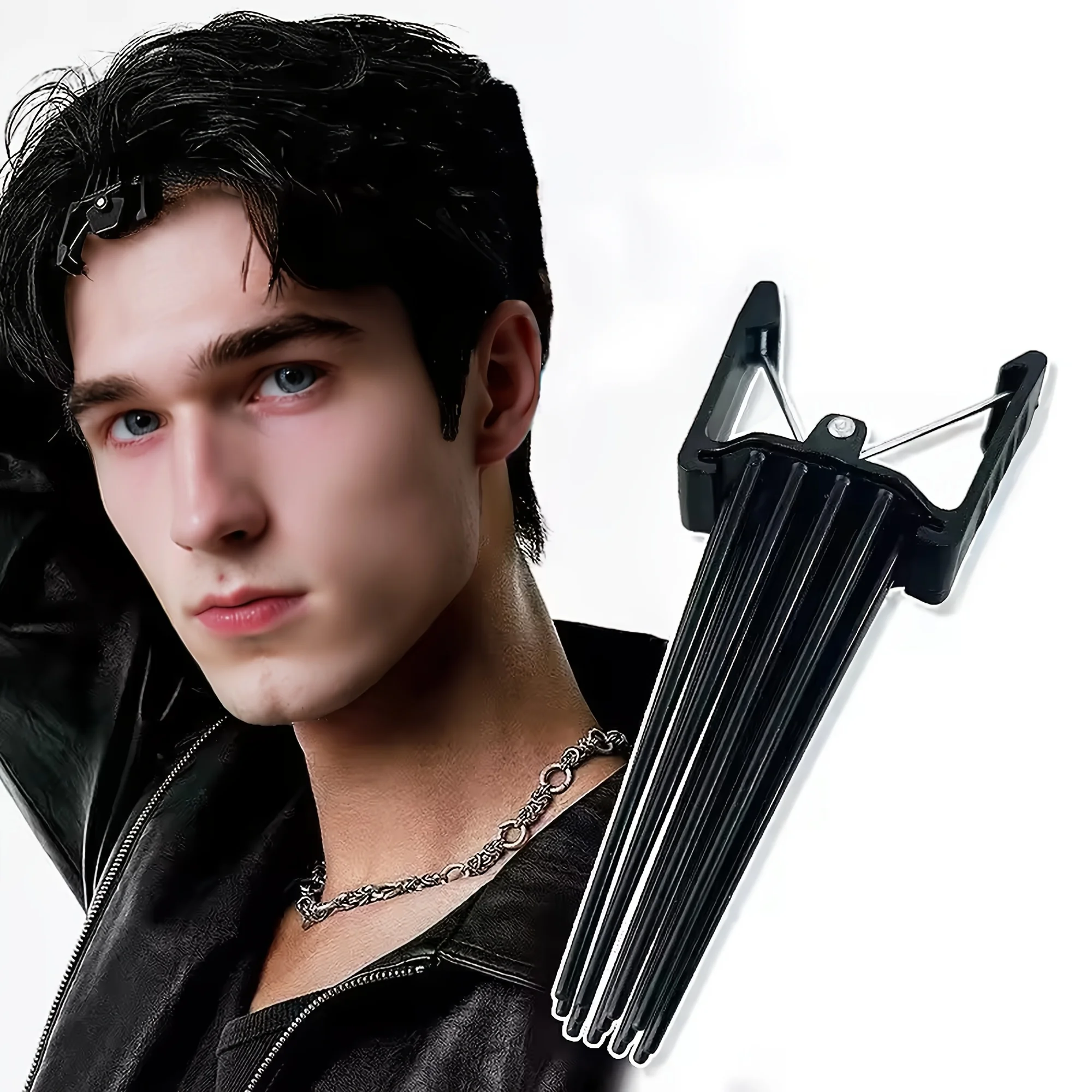 مشابك شعر تكثيف الجذر أداة تصفيف بلاستيكية للغرة والملمس خالية من الحرارة لرفع فوري لجميع أنواع الشعر باللون الأسود الاحترافي #3