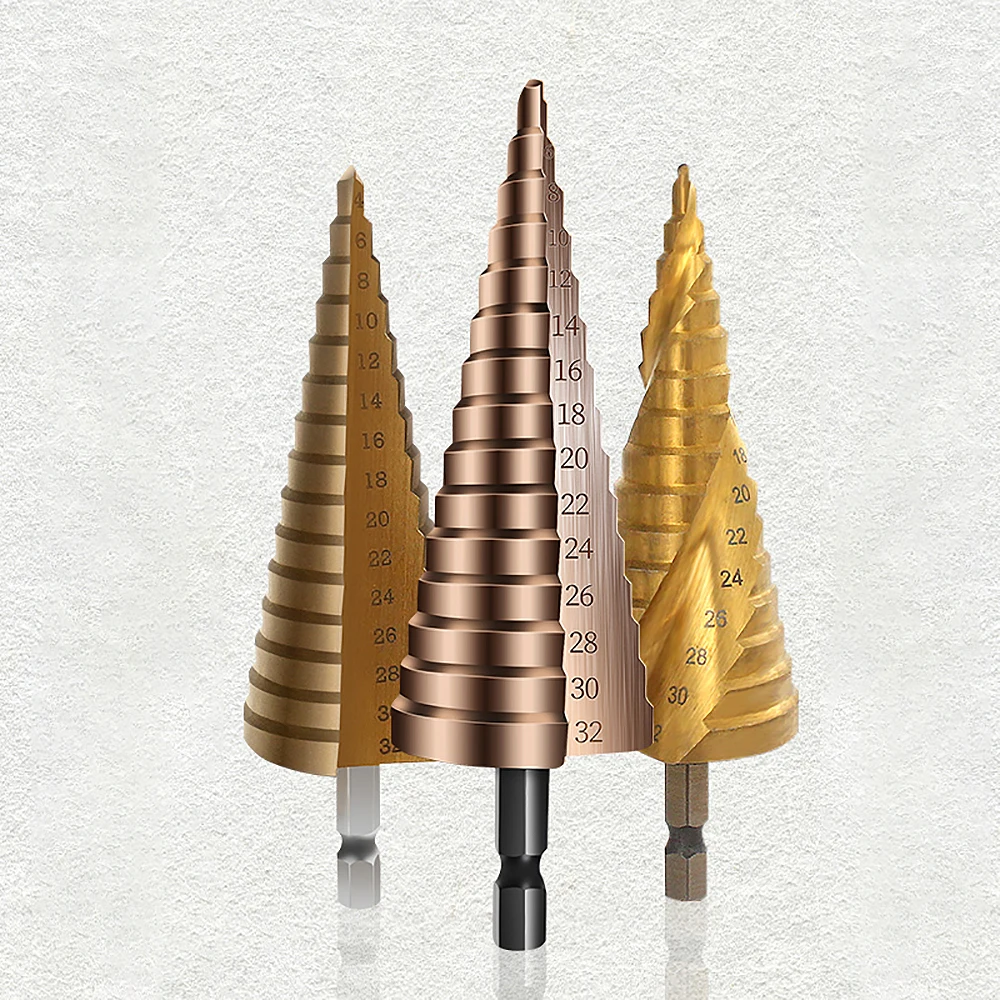 

1Pcs Hexagonal Drill Bit Length 4mm-12mm 4mm-20mm 4mm-32mm High-speed Steel Metal Step Drill Bit Set Taper Hole Woodworking Tool
