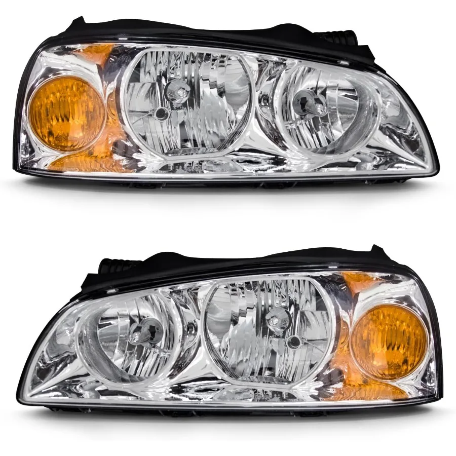 

For 2004 2005 2006 Elantra Headlight Assembly Compatible with 04 05 06 Elantra Clear Lens Chrome Housing Amber Reflector Head