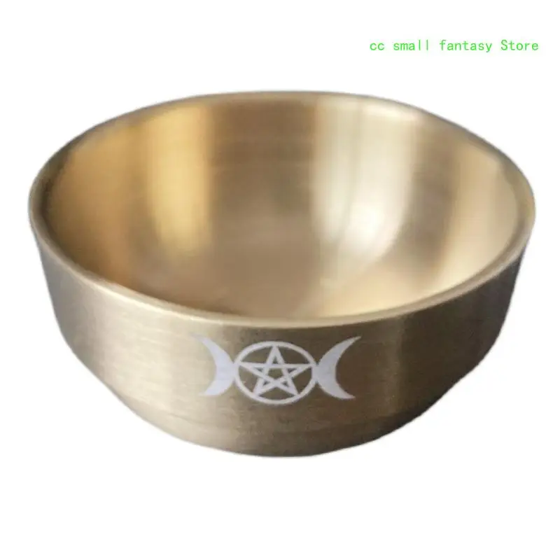 R3MA Altar Bowl Ritua Gold Plating Tableware Ceremony Moon Divination Astrological Tool Witchcraft Prop Supplies