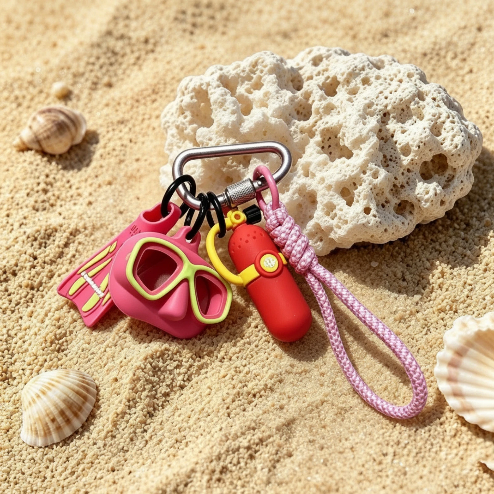 Silicone Keychain with Charms Lightweight Scuba Bag Charm Carabiner Keychain Secure Accessory Long-Lasting for Divers, Keys