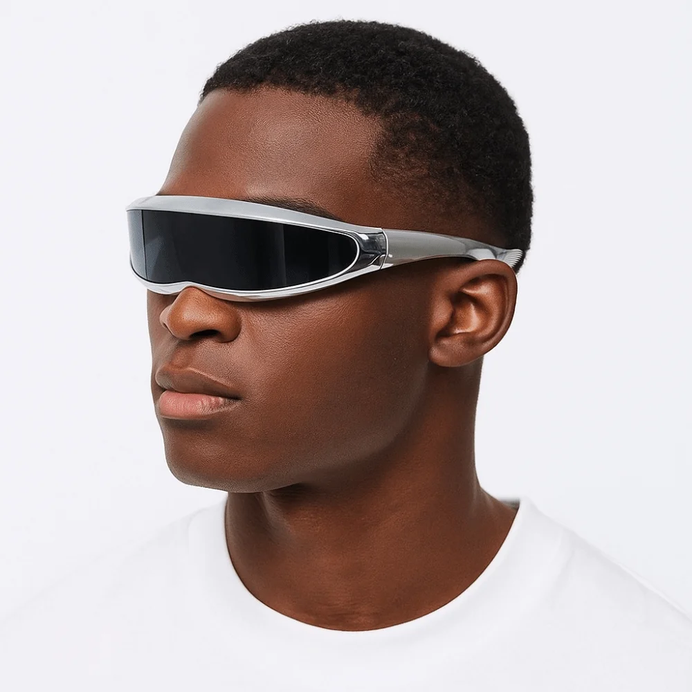 Persönlichkeit Galvani Frauen Brillen Futuristische einteilige Spiegel Blockieren Sonnenbrille Punk Hip Hop Y2K Shades Fahren