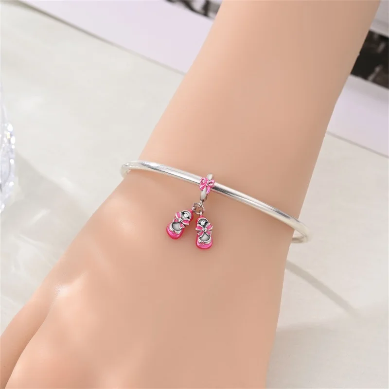 100% 925 Sterling Silver Little Boy And Girl Beads Red Princess Shoes Charms Fit Original Bracelet DIY Jewelry Making Women Gift