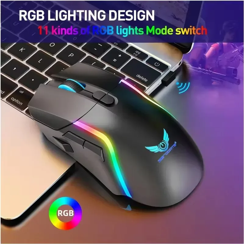 

Suitable for Electronic Sports Games, Laptops, Desktop Computers,2.4G Bluetooth Dual-mode Wireless RGB Backlit Rechargeable Mice