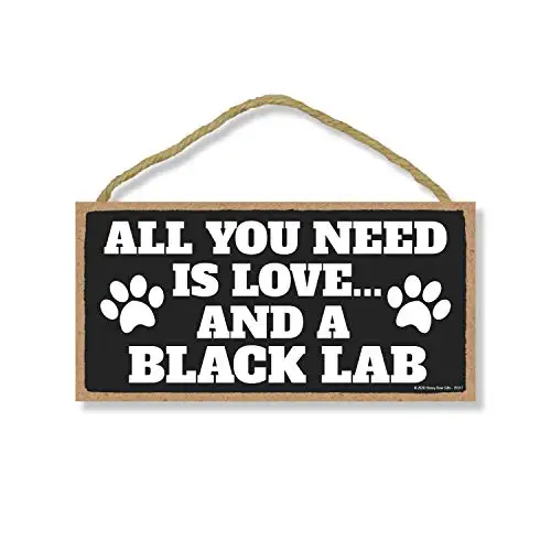 

Honey Dew Gifts, All You Need is Love and a Black Lab, Funny Wooden Home Decor for Dog Pet Lovers, Hanging Decorative Wall Sign,