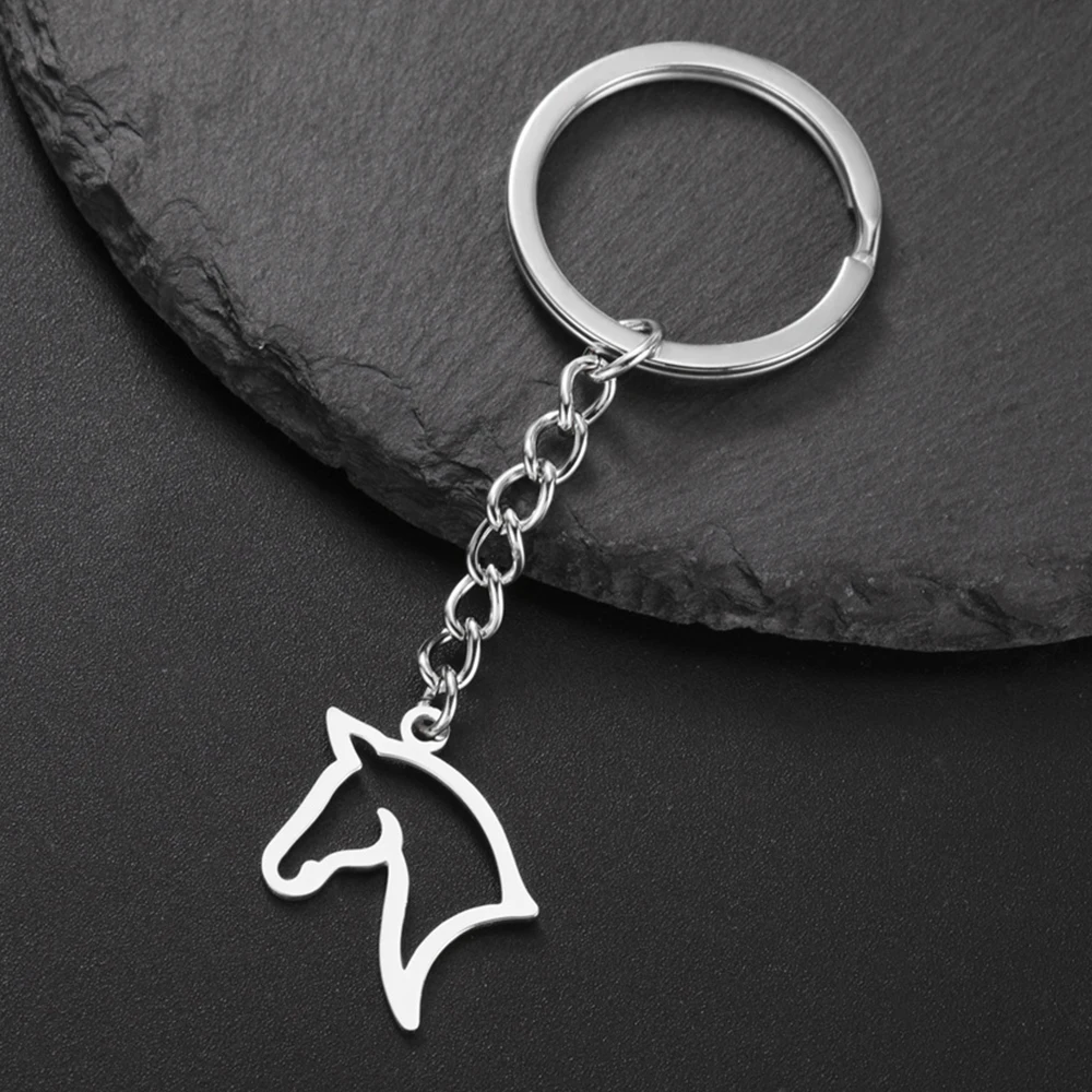 My Shape Horse Head Keychain Stainless Steel Animal Key Ring for Car Backpack Fashion Jewelry Gifts for Horse Lover Horse Race image 3