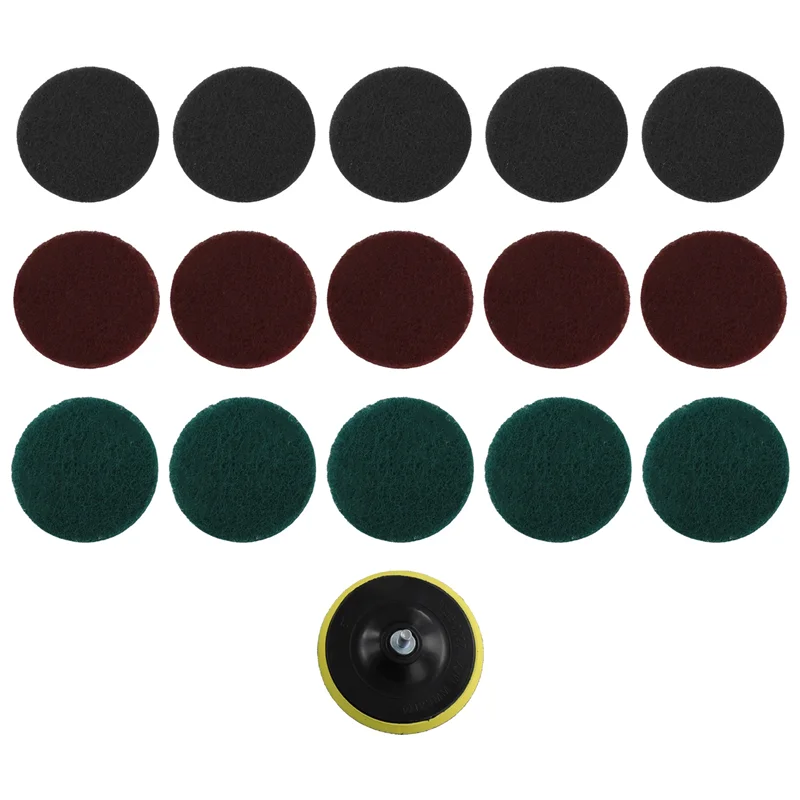 

-A96P 16Pcs 5Inch 3 Different Color Scrubbing Pads Drill Powered Brush Tile Scrubber Scouring Pads Cleaning Kit,Abrasive Buffing