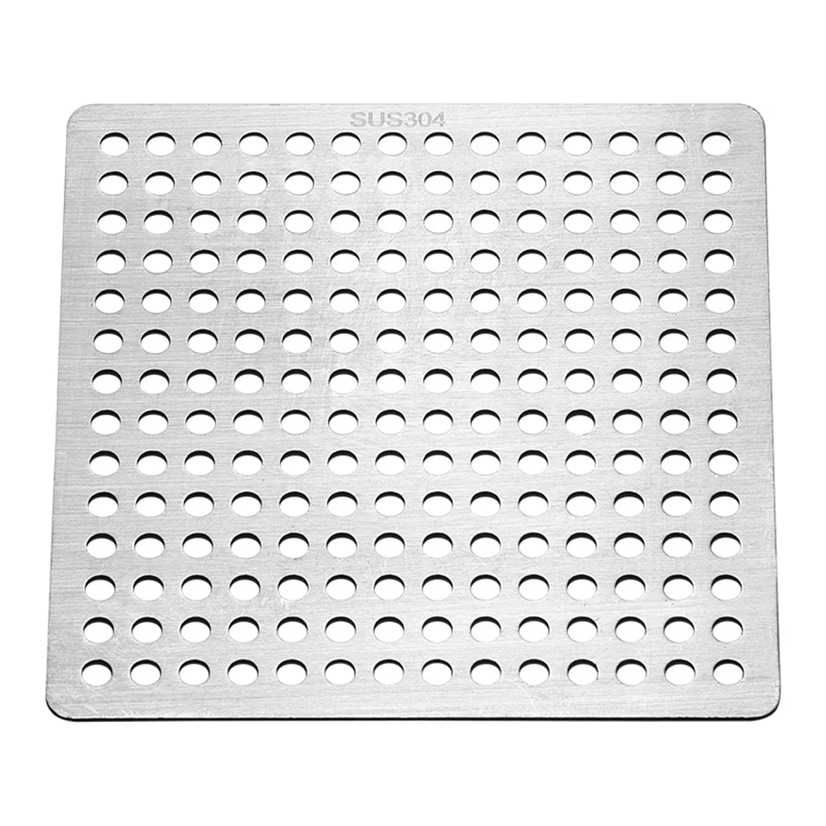 Square Stainless Steel Shower Drain Filter Designed To Sit Flush Over Drain Openings While Capturing Hair Effectively