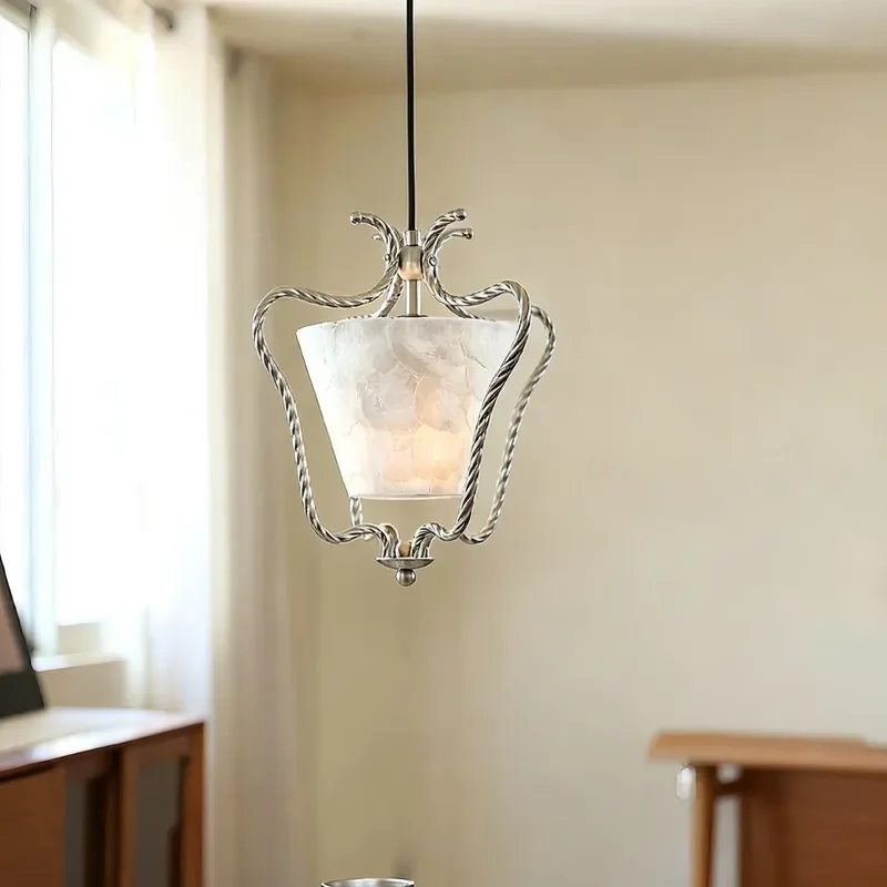 Vintage French Medieval Style Natural Shell Chandelier Creative Bedroom Bedside Lamp Unique Corridor Aisle Entrance Lighting