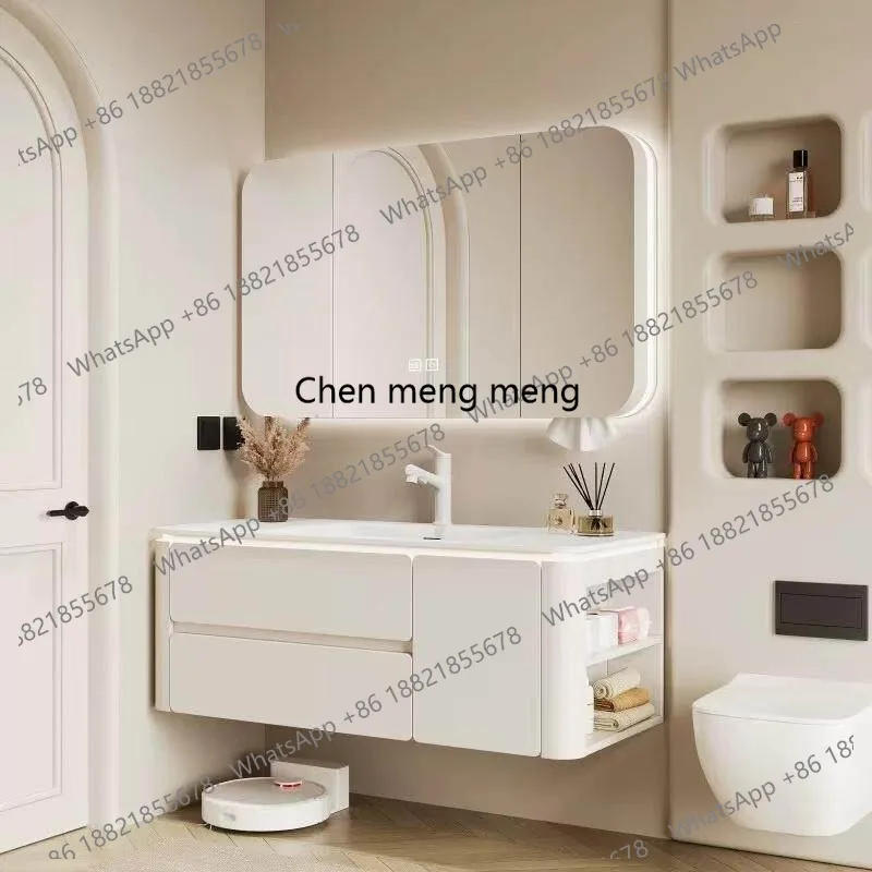 

New cream wind bathroom cabinet combination integrated basin oak bathroom washbasin bathroom cabinet