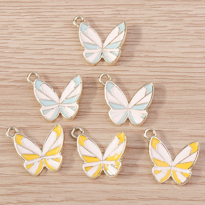 10 Stück 20x20mm Cartoon-Emaille-Tier-Schmetterlings-Anhänger für die Schmuckherstellung von Halsketten, Ohrringen, Armbändern und DIY-Bastelzubehör – Detail 6