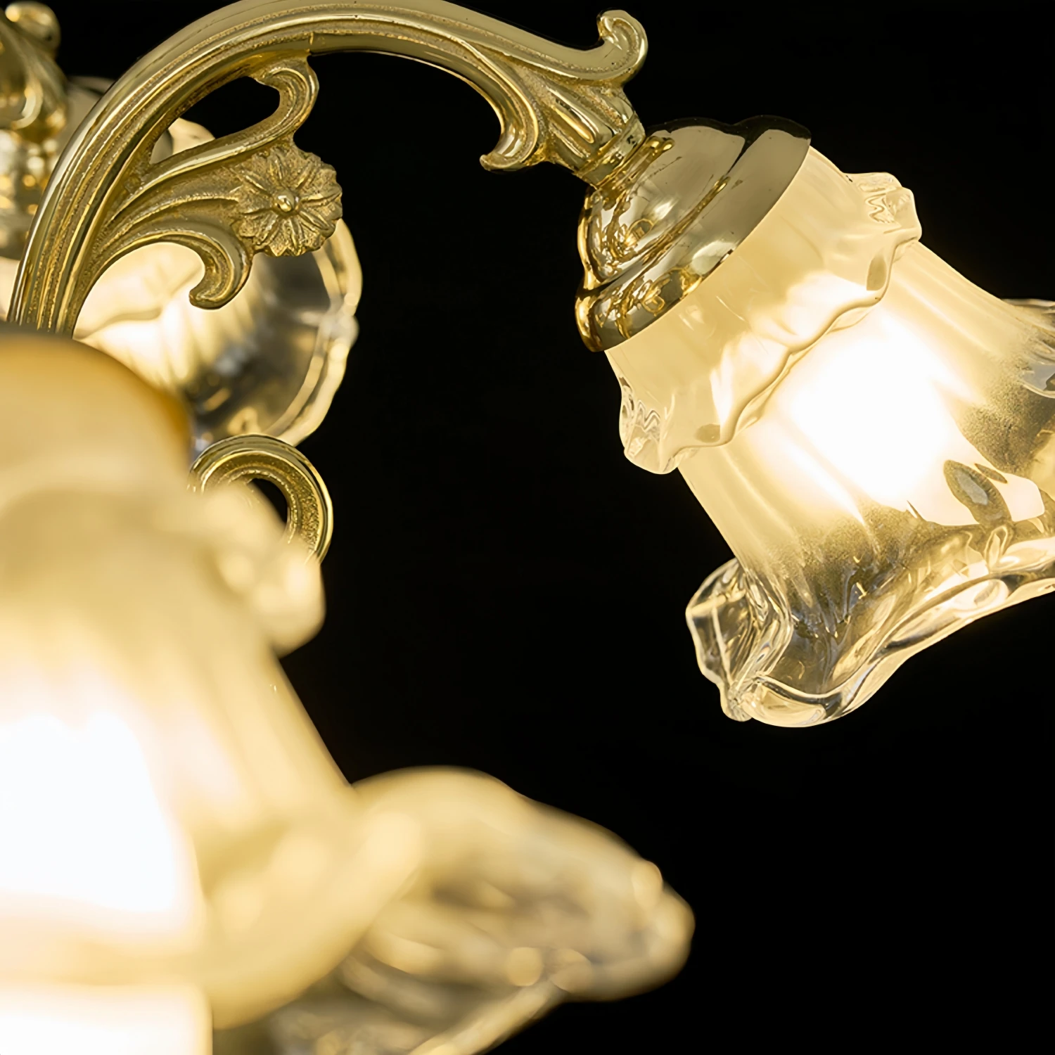 French Glass Flower Pendant Light Gold Chandelier For Living Room Bedroom Dining Room Study Mediterranean Style Pendant Lamp