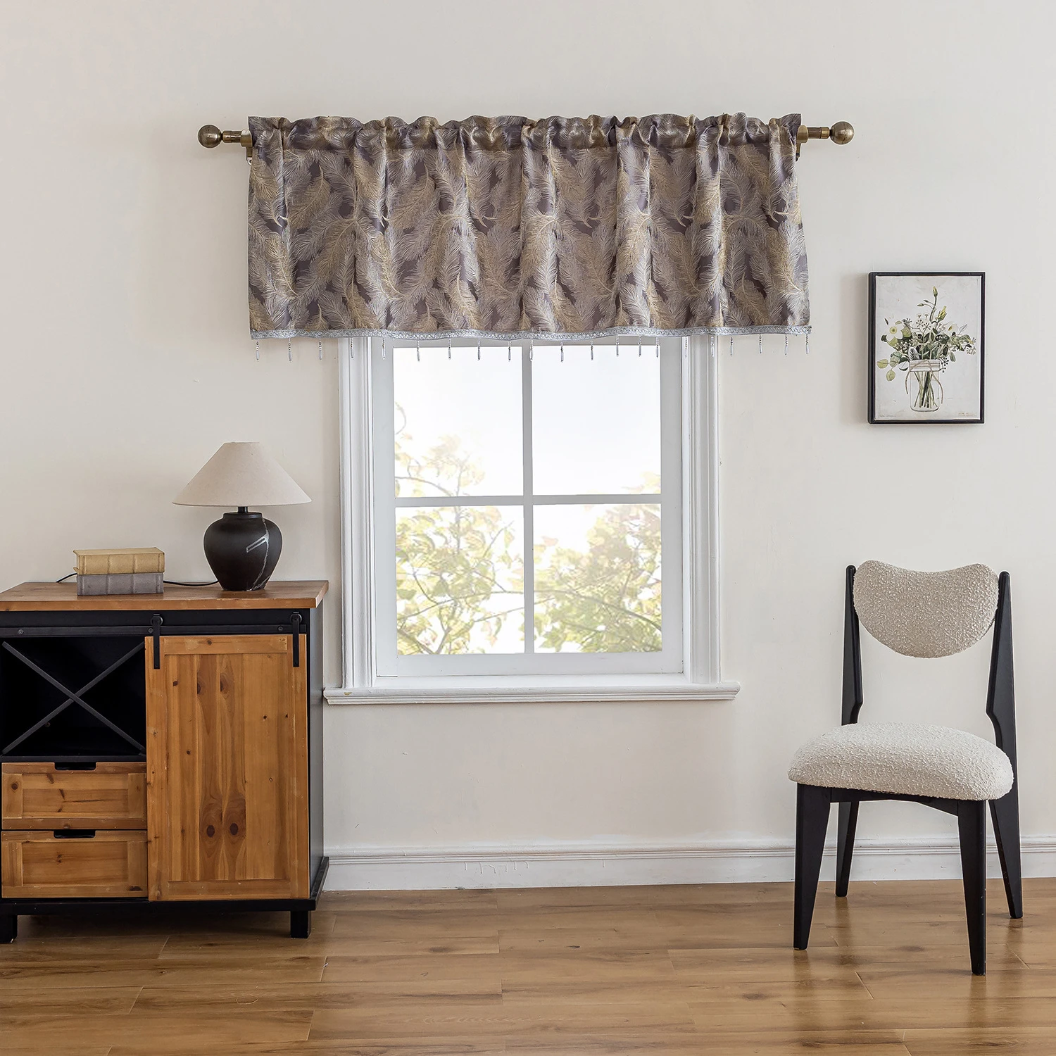 

1 шт. Современные шторы в стиле фермерского дома, с цветочным узором, короткие кофейные занавески с бахромой, американский и ближневосточный дизайн, Ex