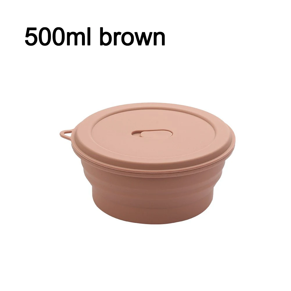 Tazones de silicona plegables con tapa, que ahorran espacio y son portátiles, ideales como vajilla para acampar, hacer senderismo, viajar, usar en la oficina o como juego de tazones para el almuerzo o la cocina.