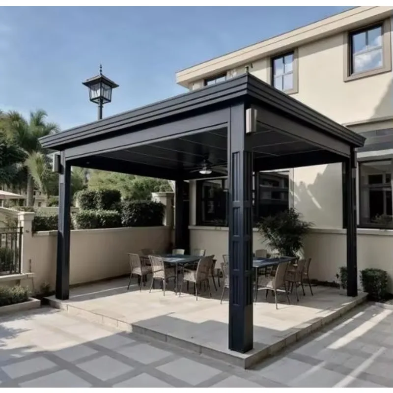 Custom Aluminum Bioclimate Pergola Pavilion with Breathable Design Midcentury Modern Style for Mall & Park Use-Dedimank SC004