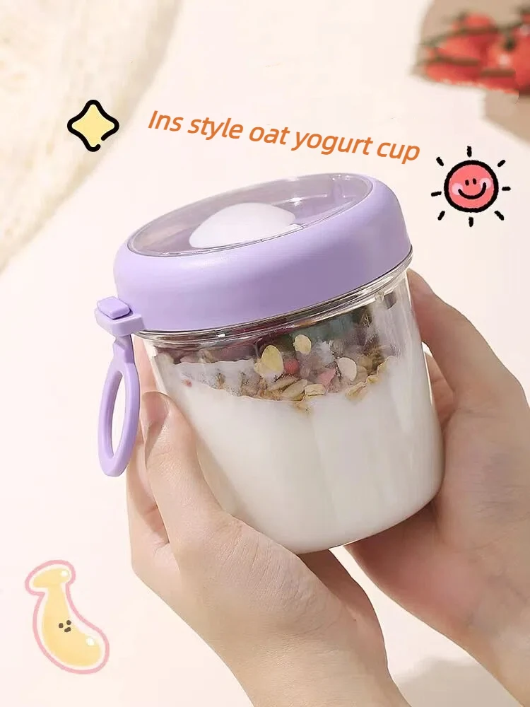 Vaso Portátil para Ensaladas y Avena de 500 ml, con Diseño Estético, Fácil de Transportar para Comidas Saludables