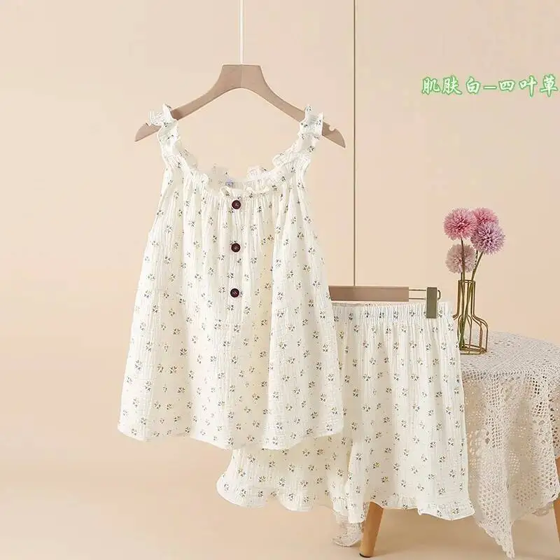 الصيف المرأة باما الملابس حبال القمم مع السراويل 2 قطعة مجموعة فضفاضة لينة وتنفس ملابس المنزل Pijamas De Mujer