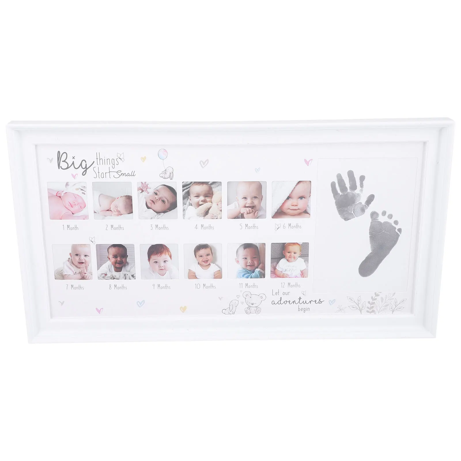 

12pcs Handprint Footprint Photo Frame Baby 12 Month Growth Milestone Display Infant Memory Book Newborn Gift Collage Frame
